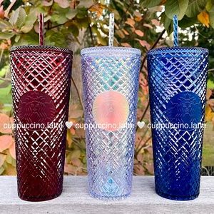 ✨NEW TRIO✨Starbucks 2022 Holiday Venti Jeweled Tumblers- Unicorn, Merlot & Azure